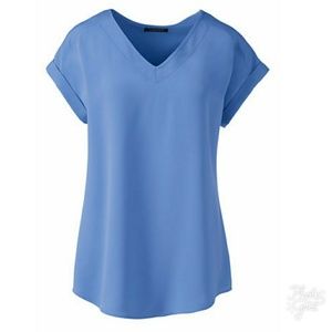 Lands' End v neck blue blouse - 28W